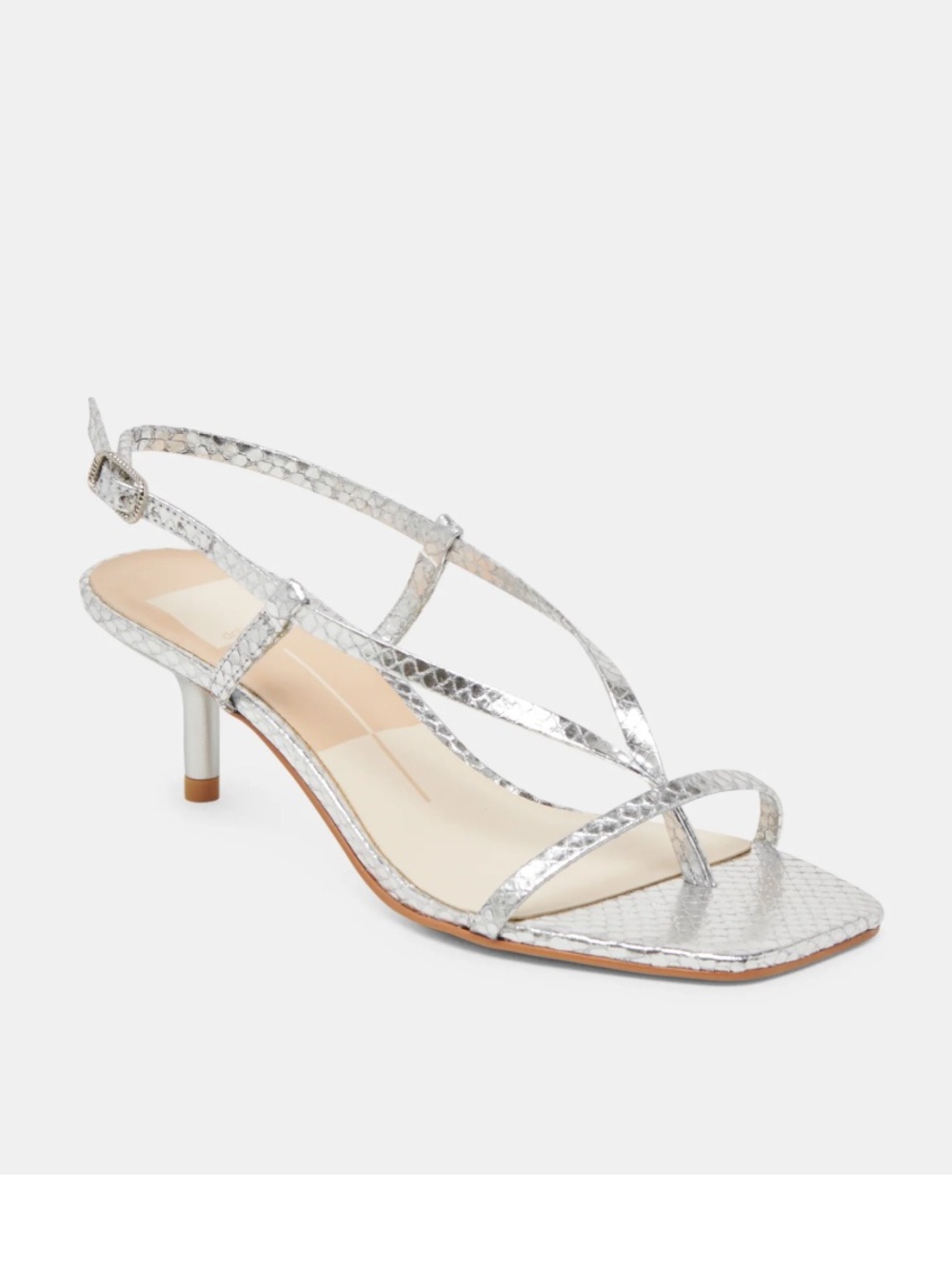 NWT Dolce Vita Laury Silver Metallic Strappy Slingback Sandals